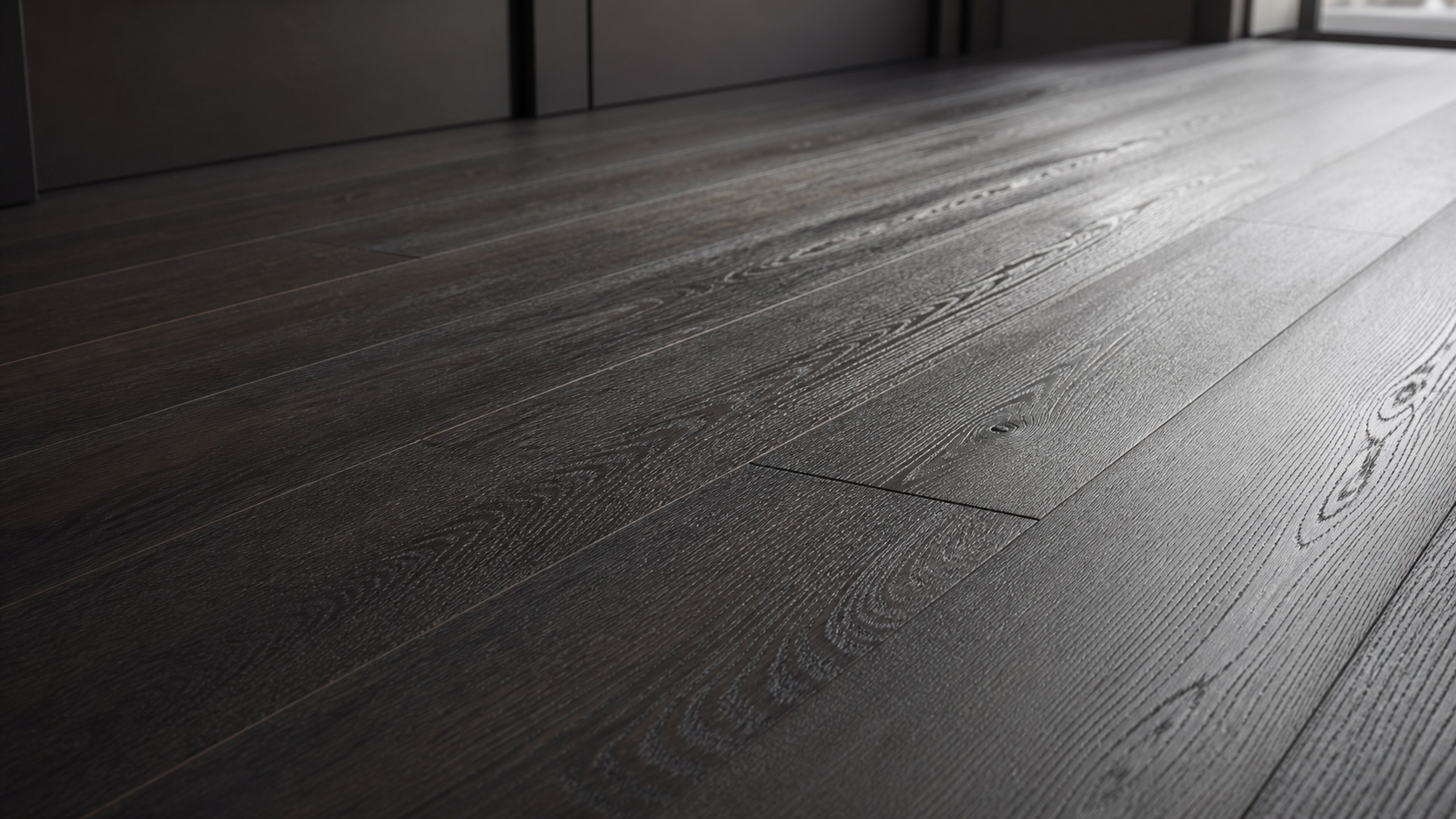 Dettaglio del parquet in rovere profondamente spazzolato