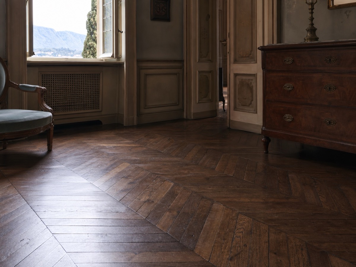 Parquet a spina in una villa storica