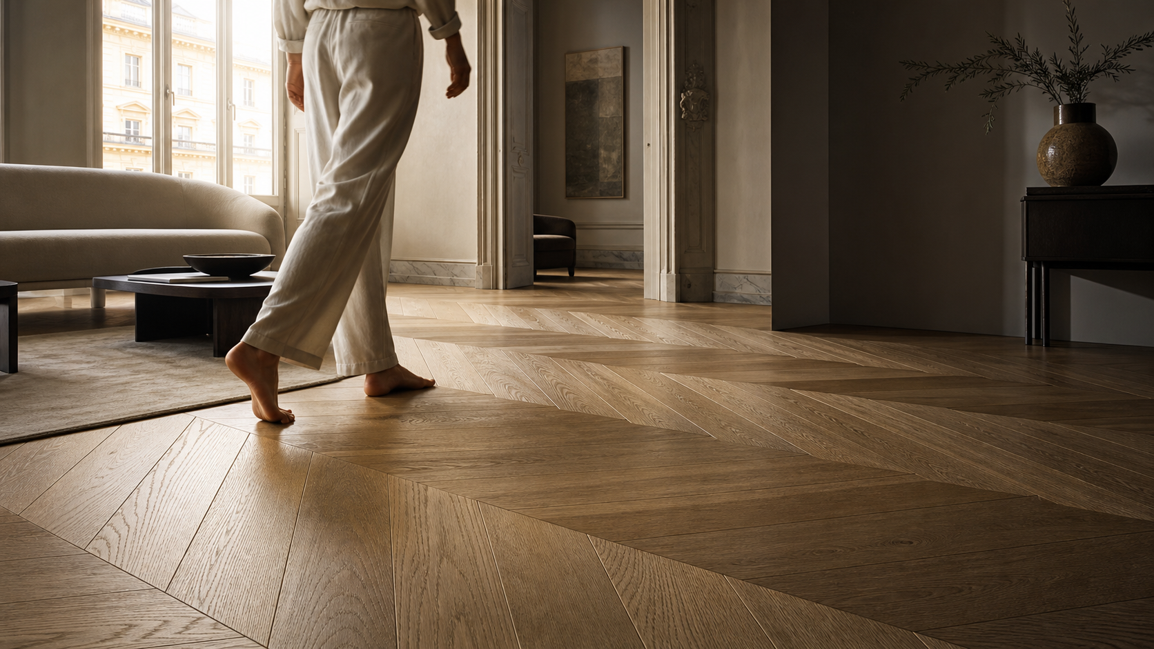 Parquet Italia a spina posato in un appartamento italiano dalla luce naturale
