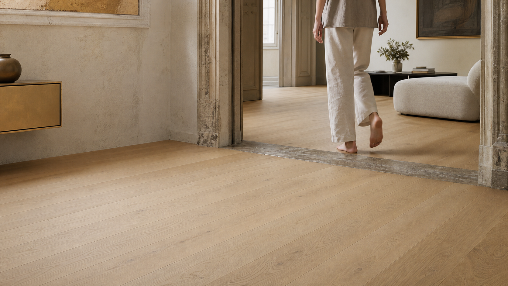 Parquet Mille390 posato in una ristrutturazione italiana con luce naturale